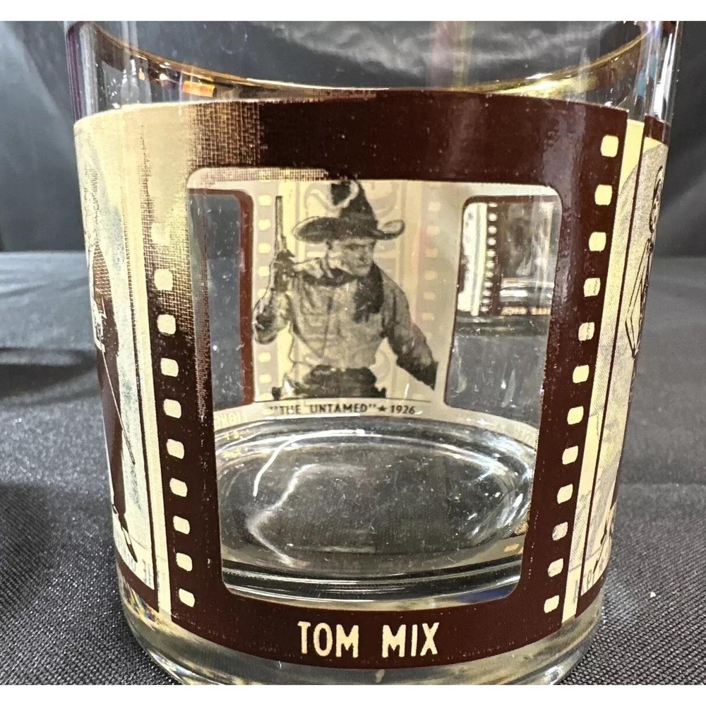 Vintage HouzeArt Silent Movie Stars Rocks Glasses Set 4 Charlie Chaplin 1970s - Picture 12 of 16